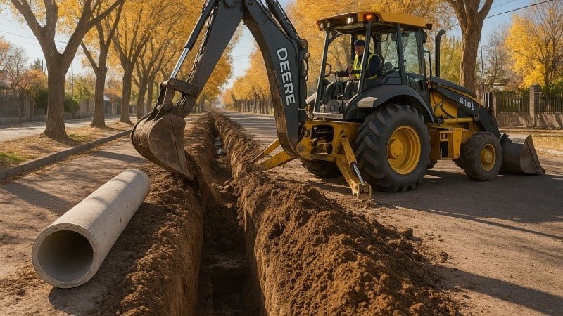 Zanjeo de redes de agua y cloacas